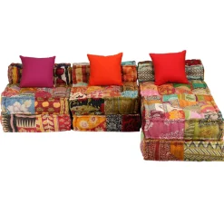 vidaXL Poef driezits modulair stof patchwork
