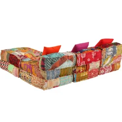 vidaXL Poef driezits modulair stof patchwork