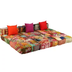 vidaXL Poef driezits modulair stof patchwork