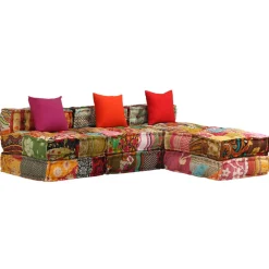 vidaXL Poef driezits modulair stof patchwork