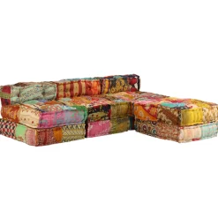 vidaXL Poef driezits modulair stof patchwork