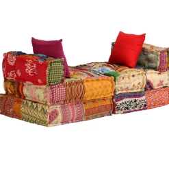 vidaXL Poef driezits modulair stof patchwork