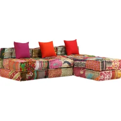 vidaXL Poef driezits modulair stof patchwork
