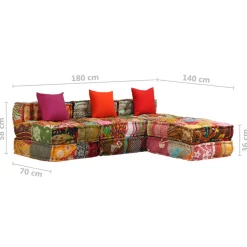 vidaXL Poef driezits modulair stof patchwork