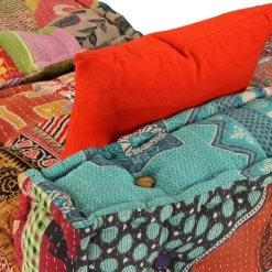 vidaXL Poef driezits modulair stof patchwork