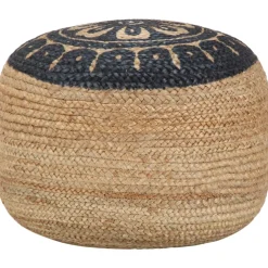vidaXL Poef handgemaakt 45x30 cm jute blauw