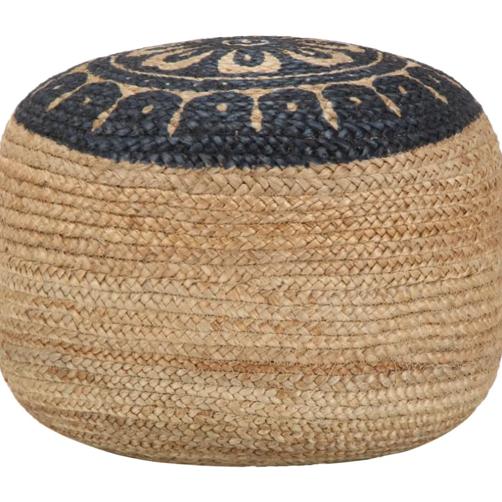 vidaXL Poef handgemaakt 45x30 cm jute blauw