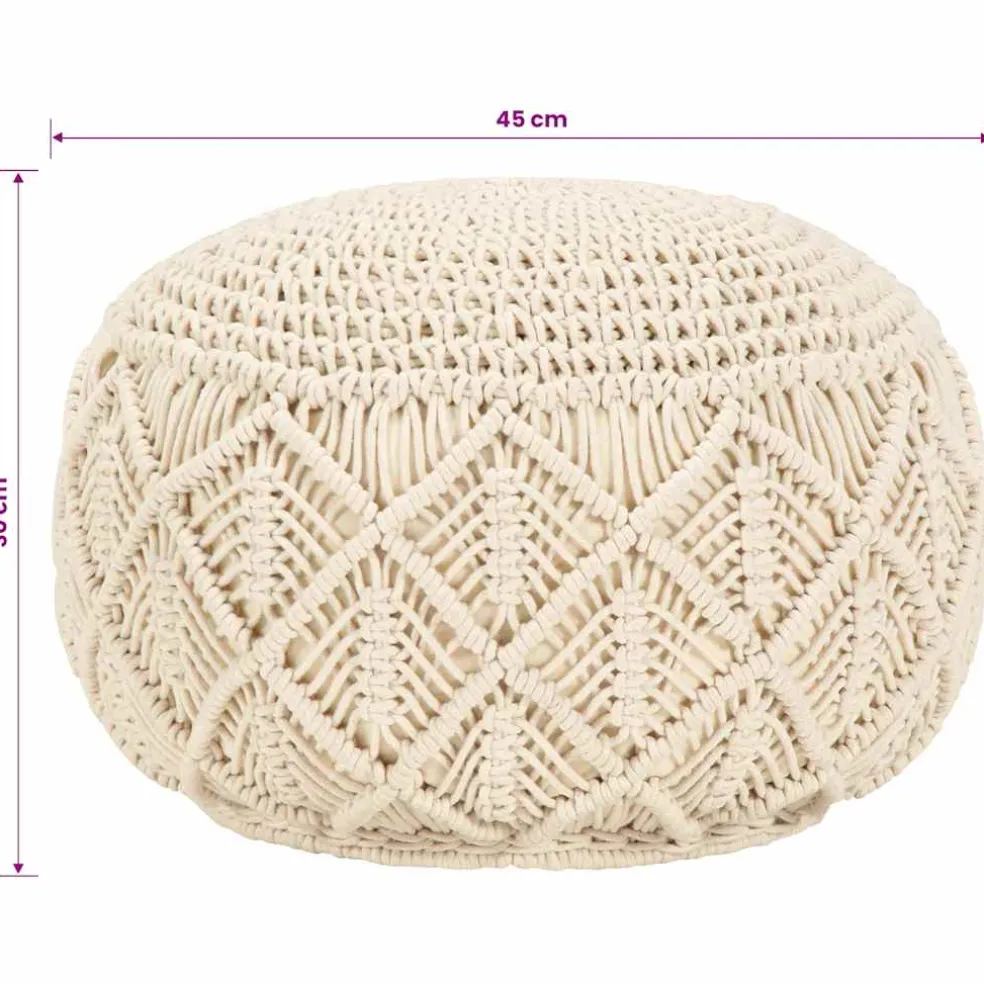 vidaXL Poef macramé handgemaakt 45x30 cm katoen