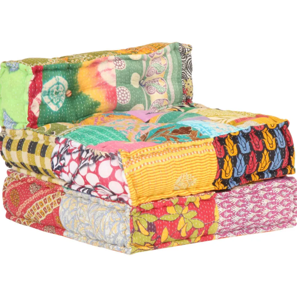 vidaXL Poef modulair stof patchwork