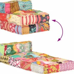 vidaXL Poef modulair stof patchwork