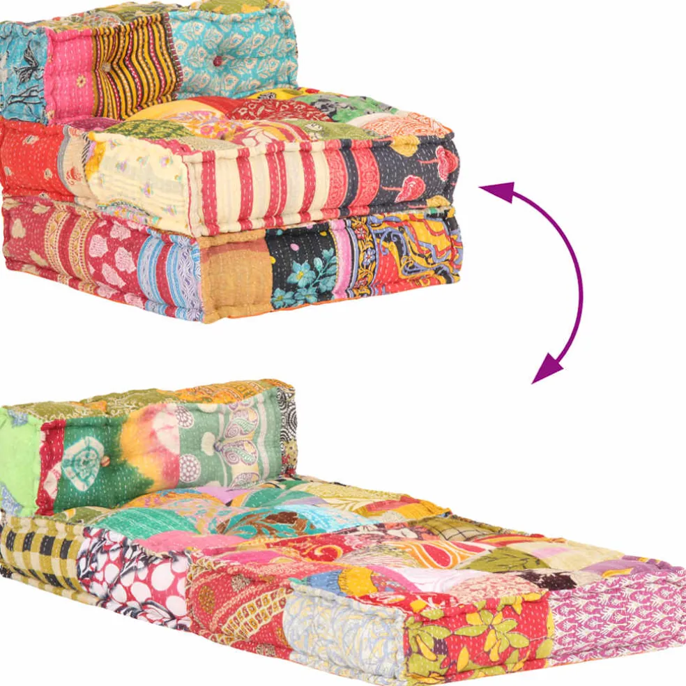 vidaXL Poef modulair stof patchwork
