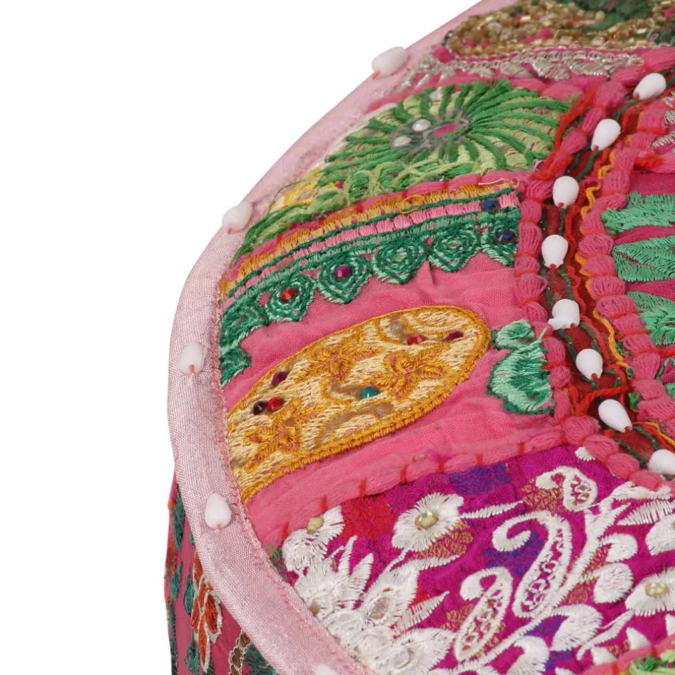 vidaXL Poef patchwork rond handgemaakt 40x20 cm katoen roze
