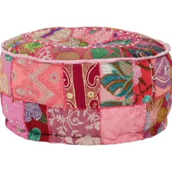 vidaXL Poef patchwork rond handgemaakt 40x20 cm katoen roze