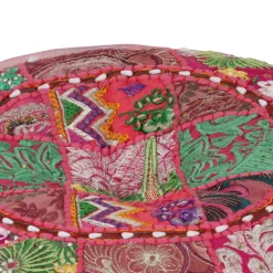vidaXL Poef patchwork rond handgemaakt 40x20 cm katoen roze