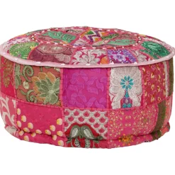 vidaXL Poef patchwork rond handgemaakt 40x20 cm katoen roze