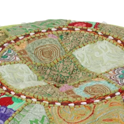 vidaXL Poef patchwork rond handgemaakt 40x20 cm katoen groen