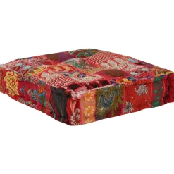 vidaXL Poef patchwork vierkant handgemaakt 50x50x12 cm katoen rood