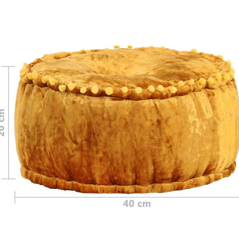 vidaXL Poef rond 40x20 cm fluweel mosterdkleurig