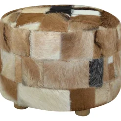 vidaXL Poef rond 50x50x45 cm geitenleer