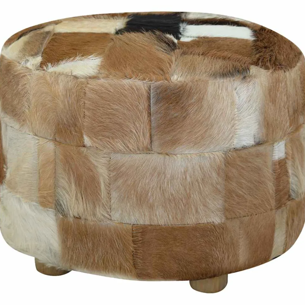 vidaXL Poef rond 50x50x45 cm geitenleer