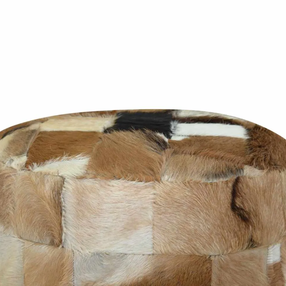 vidaXL Poef rond 50x50x45 cm geitenleer