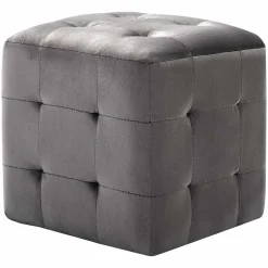 vidaXL Poef 2 st 30x30x30 cm fluweel grijs