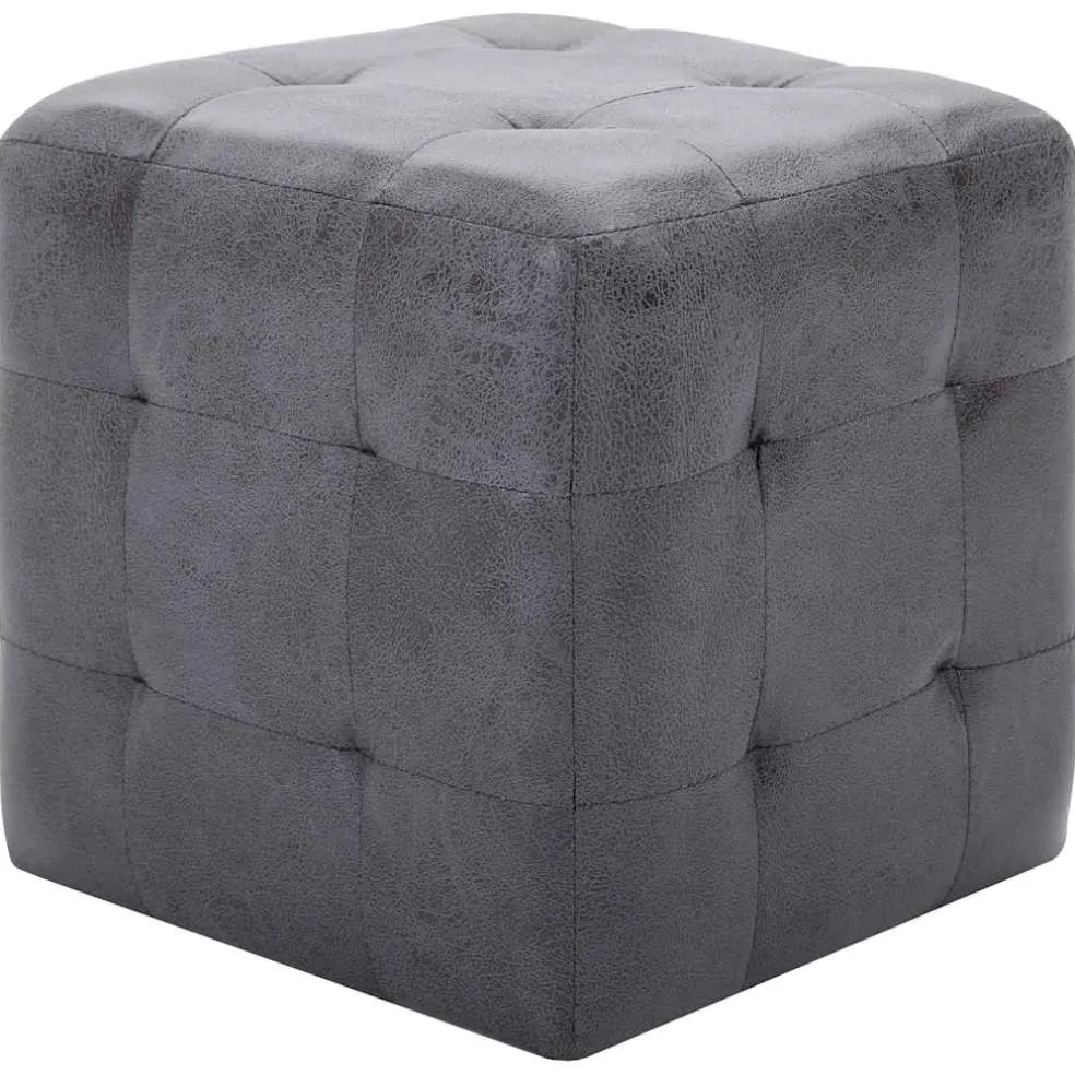 vidaXL Poef 2 st 30x30x30 cm kunstsuède grijs