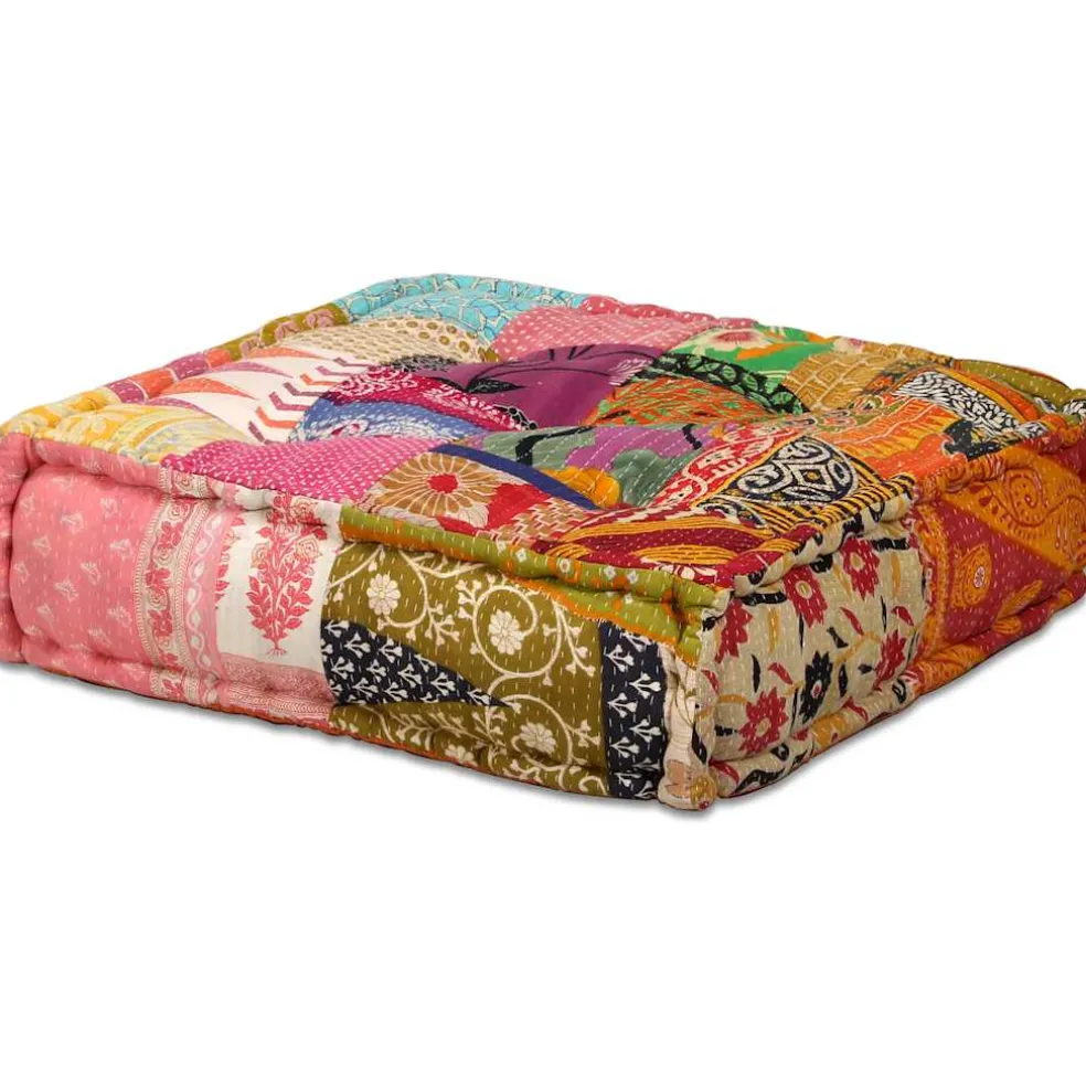 vidaXL Poef tweezits modulair stof patchwork
