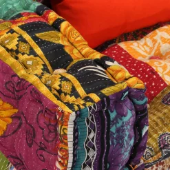 vidaXL Poef tweezits modulair stof patchwork