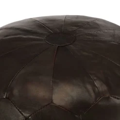 vidaXL Poef 40x35 cm echt geitenleer donkerbruin