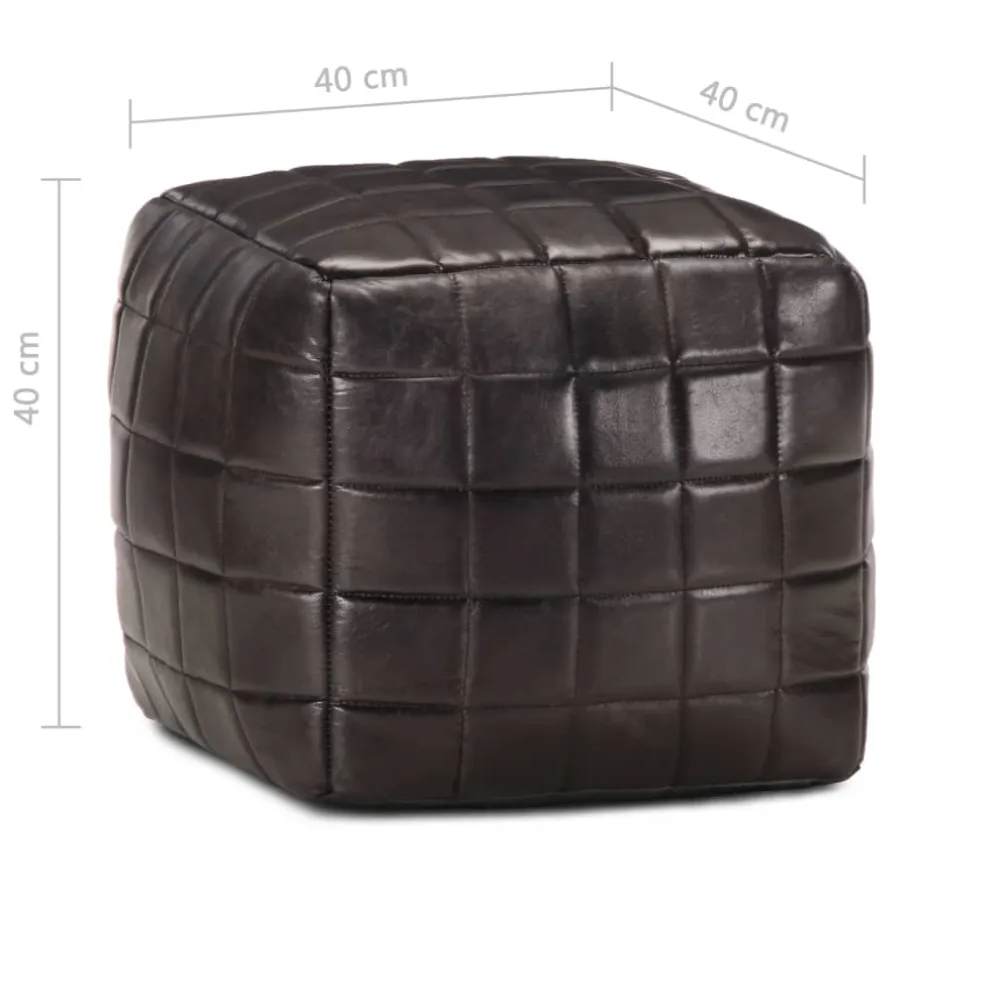 vidaXL Poef 40x40x40 cm echt geitenleer zwart