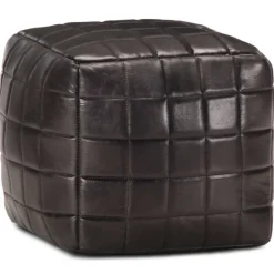 vidaXL Poef 40x40x40 cm echt geitenleer zwart