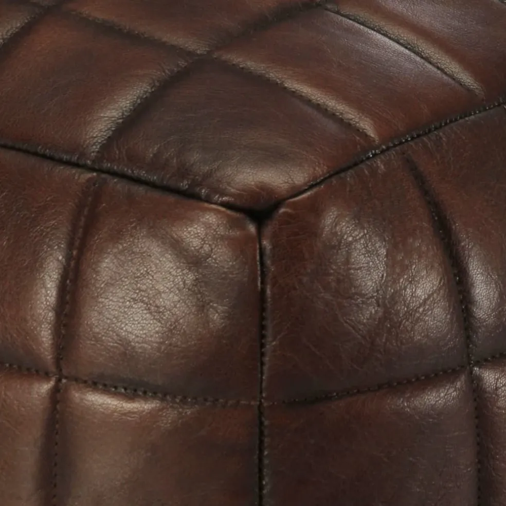 vidaXL Poef 40x40x40 cm echt geitenleer donkerbruin