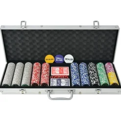 vidaXL Pokerset met 500 chips aluminium