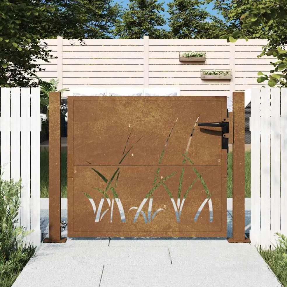 vidaXL Poort grasontwerp 100x75 cm cortenstaal