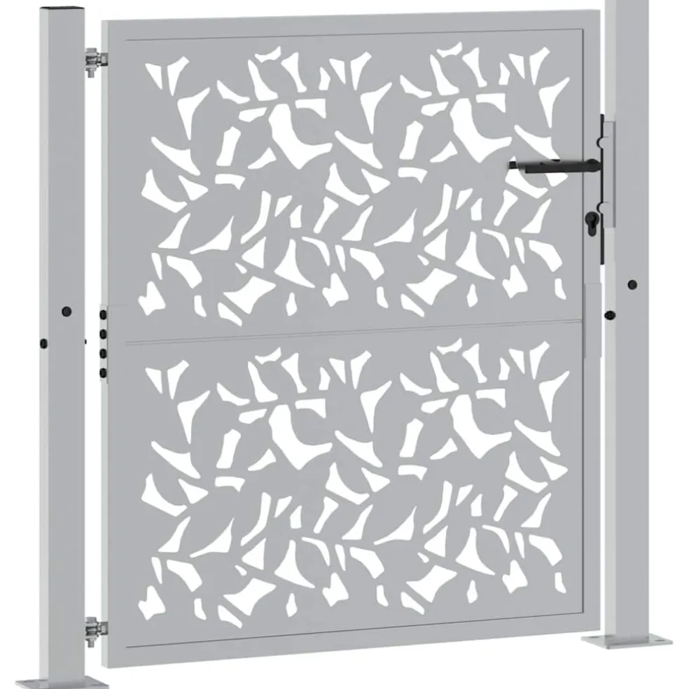 vidaXL Poort met bladontwerp 100x100 cm weervast staal