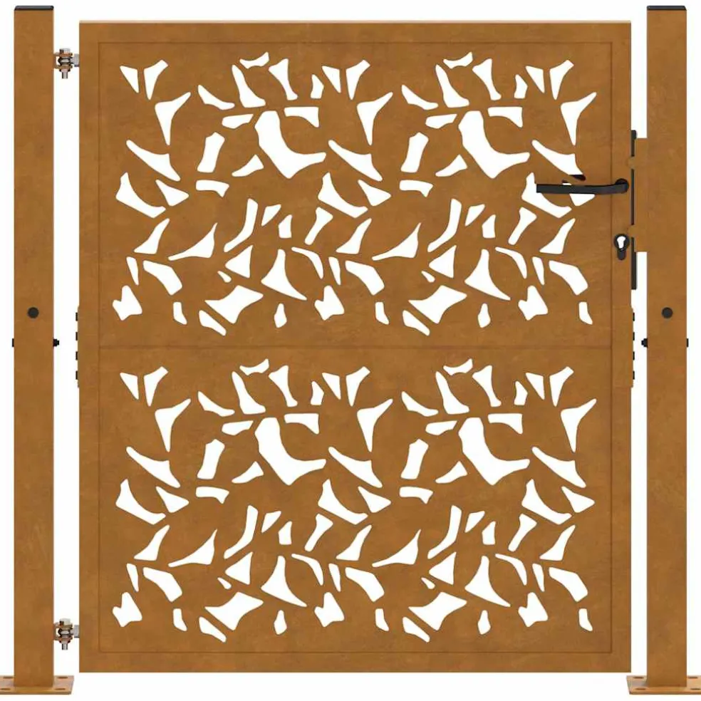 vidaXL Poort met bladontwerp 100x100 cm weervast staal