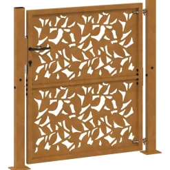 vidaXL Poort met bladontwerp 100x100 cm weervast staal