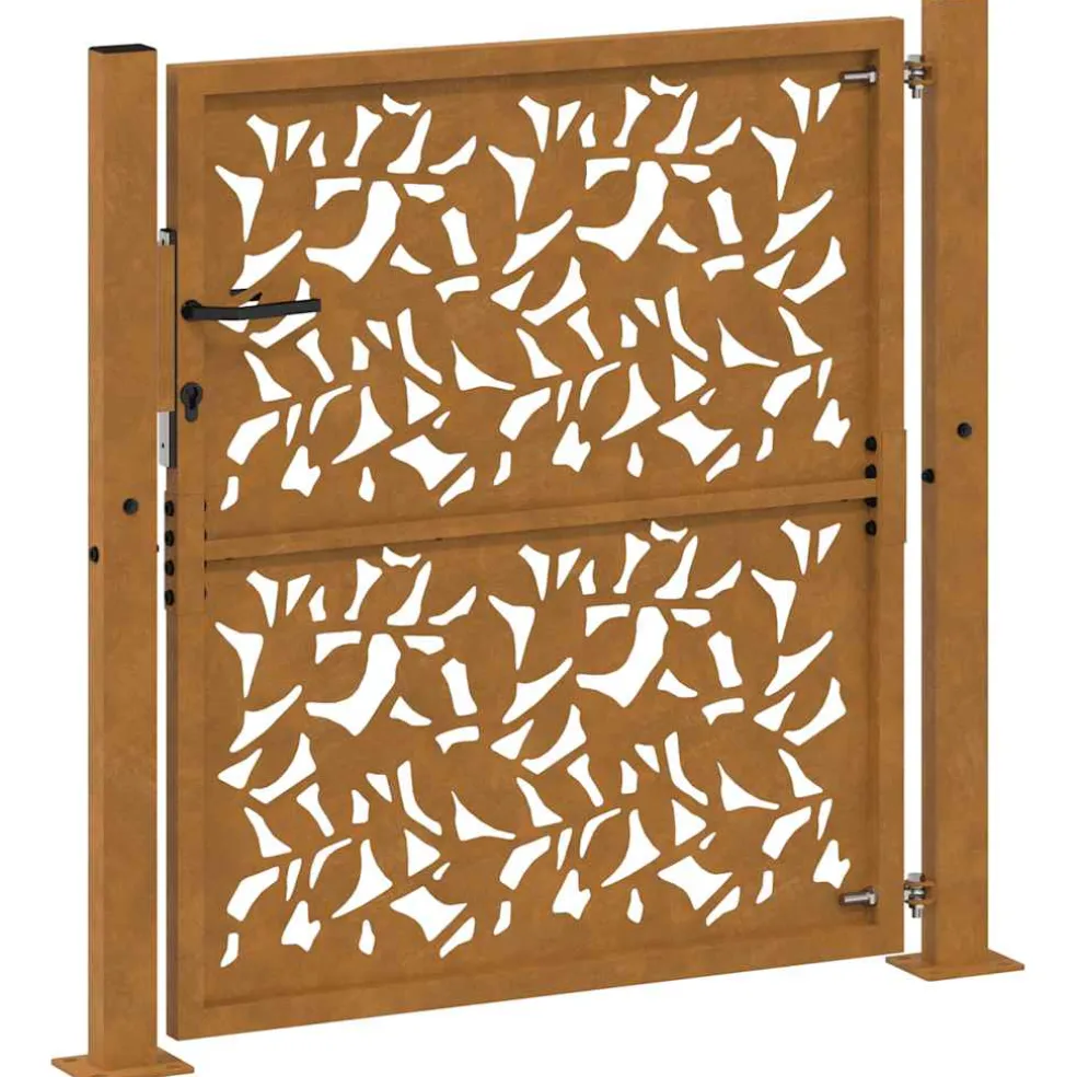 vidaXL Poort met bladontwerp 100x100 cm weervast staal