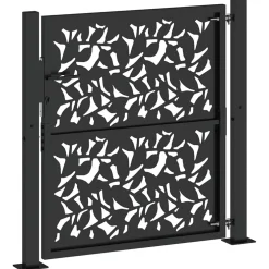 vidaXL Poort met bladontwerp 100x100 cm staal zwart