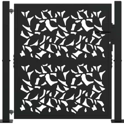 vidaXL Poort met bladontwerp 100x100 cm staal zwart