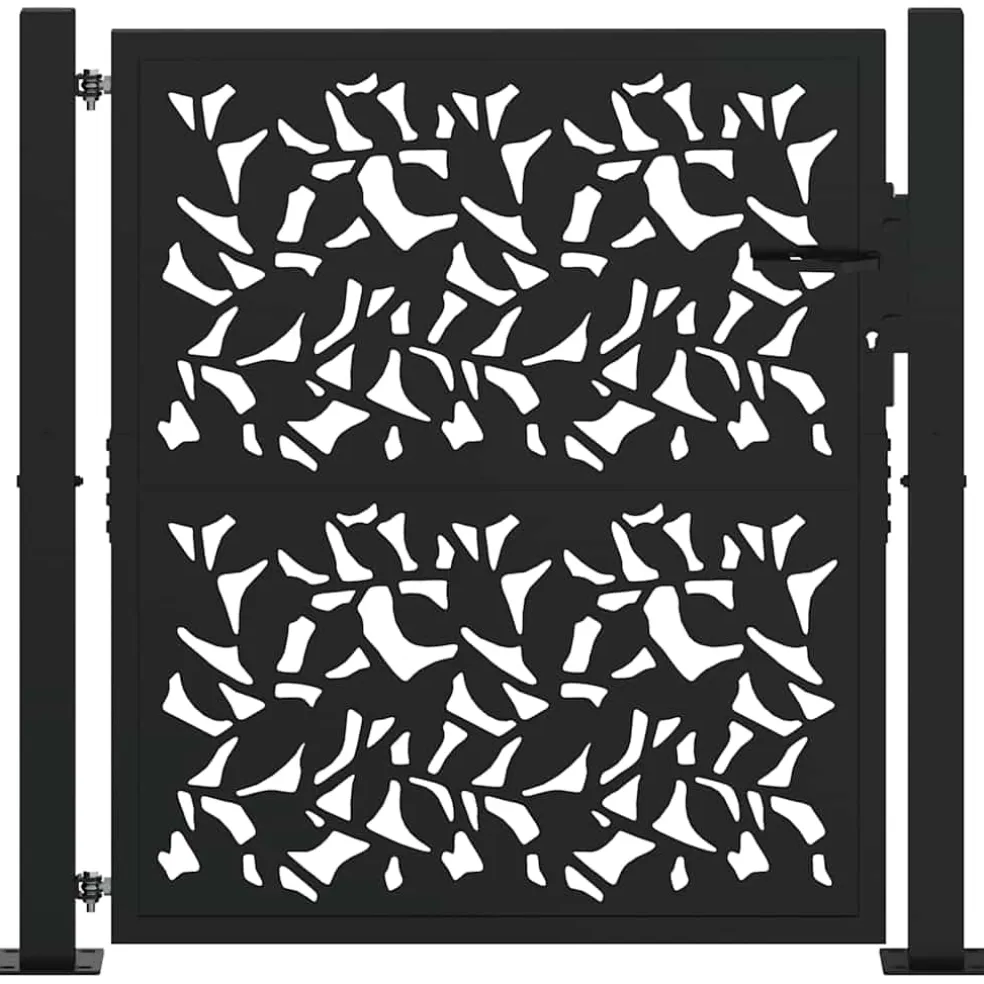 vidaXL Poort met bladontwerp 100x100 cm staal zwart