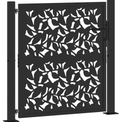 vidaXL Poort met bladontwerp 100x100 cm staal zwart