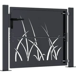vidaXL Poort met grasontwerp 100x75 cm staal antracietkleurig