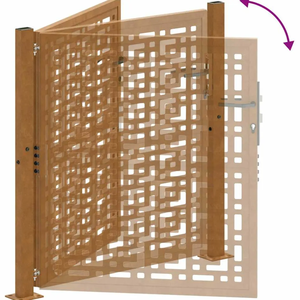vidaXL Poort met kruisontwerp 100x100 cm weervast staal