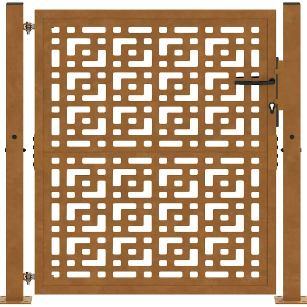 vidaXL Poort met kruisontwerp 100x100 cm weervast staal