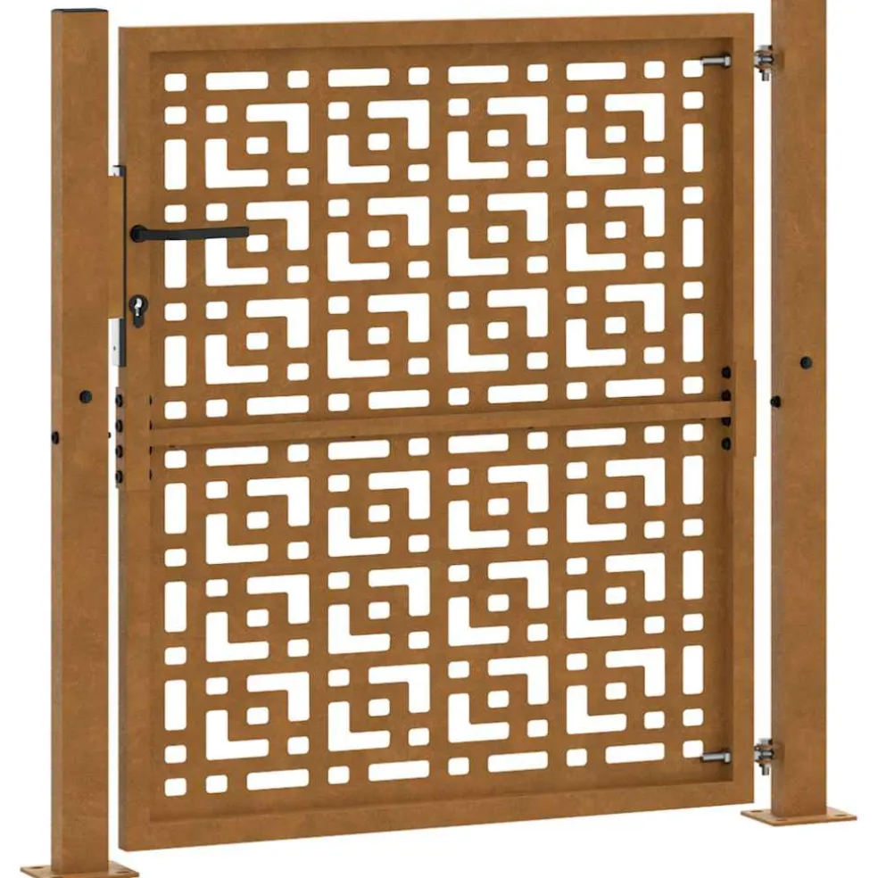 vidaXL Poort met kruisontwerp 100x100 cm weervast staal