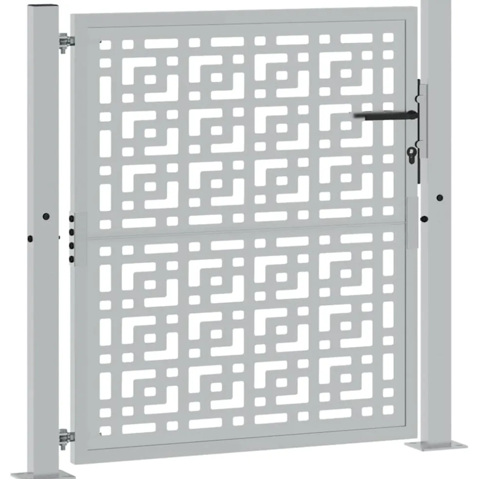 vidaXL Poort met kruisontwerp 100x100 cm weervast staal