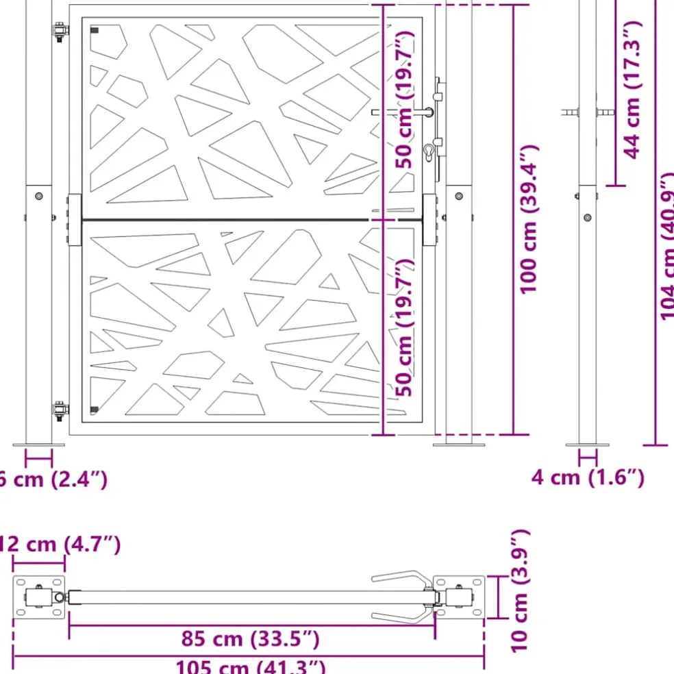 vidaXL Poort met lichtontwerp 100x100 cm staal zwart