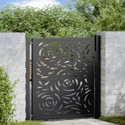vidaXL Poort met vlamontwerp 100x100 cm staal zwart